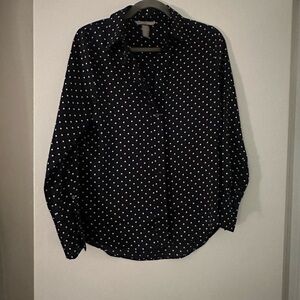 H&M Black Blouse with White Polka Dots